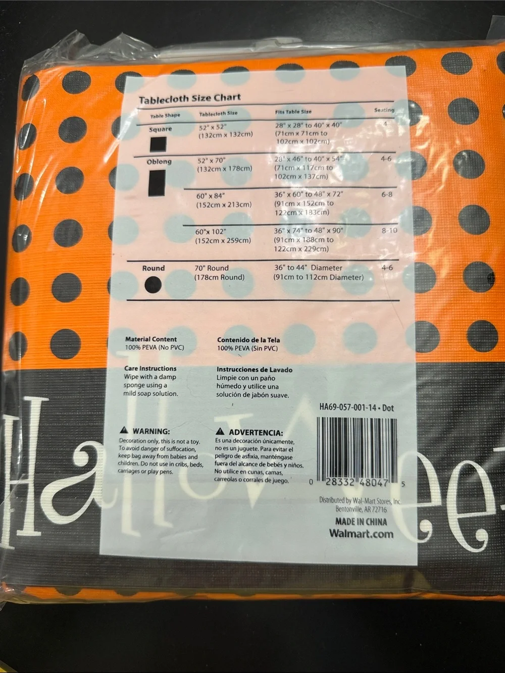 Halloween Polka Dot Tablecloth - Orange & Black